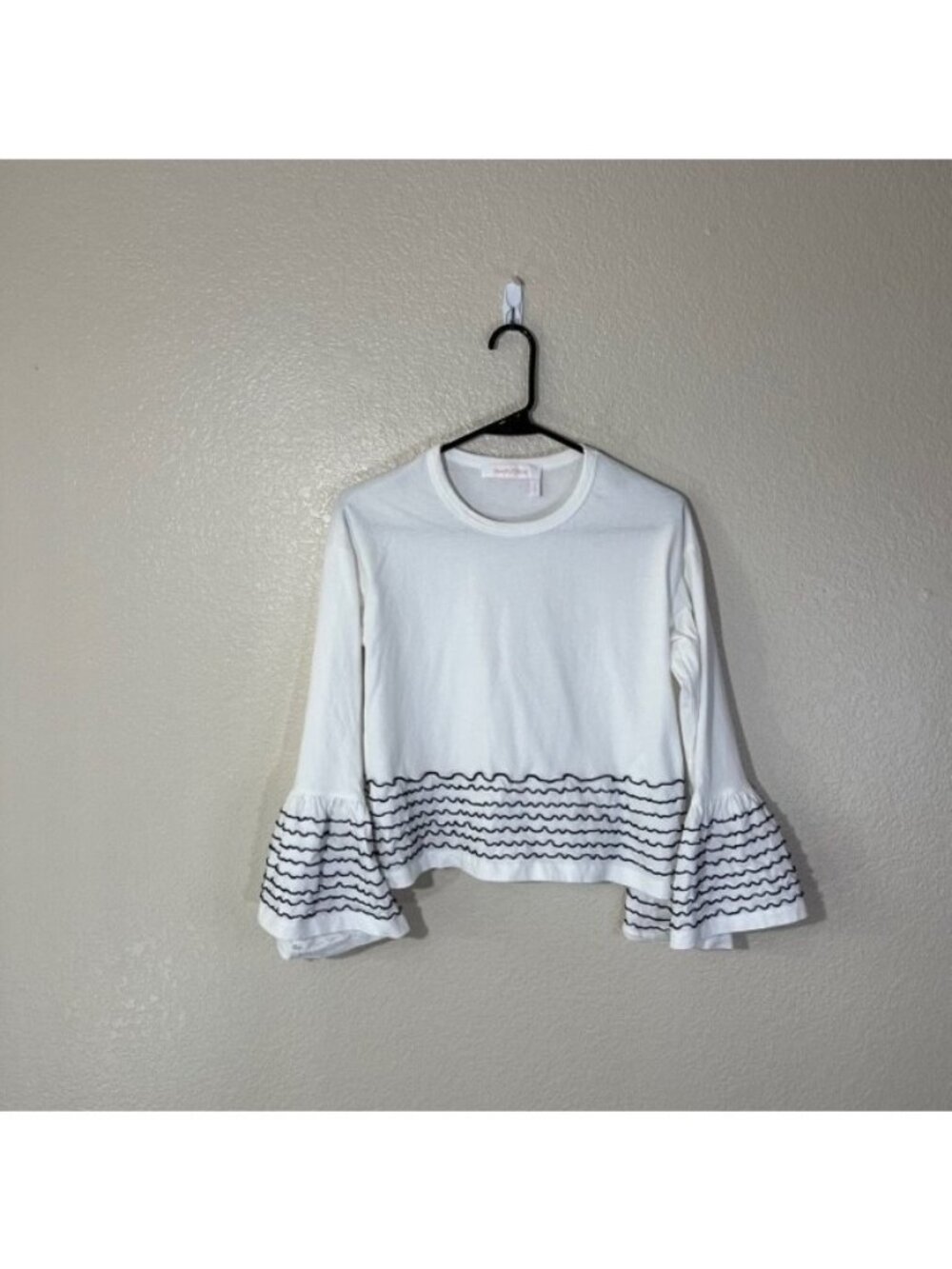See By Chloe Top Womens Small Embroidered Bell Sleeve Cotton Layered BOHO